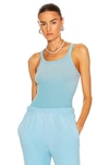 Re/done Ribbed Scoop-neck Fitted Tank In Faded Sky