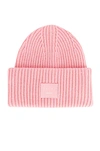 Acne Studios Pansy Face Patch Rib Wool Beanie In Blush Pink