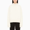 JIL SANDER OFF WHITE SWEATER WITH SLIT,JSPT752056WTY21338-J-JILSA-107