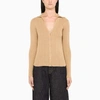 VINCE BEIGE KNITTED V-NECK TOP,V754978803CO-J-VINCE-284PAW