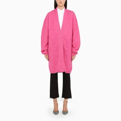Rotate Birger Christensen Kayana Wool And Mohair-blend Cardigan In Pink