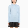 PRADA SKY BLUE LONG SLEEVE POLO,P24L1I1ZOJ-J-PRADA-F0012