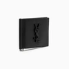 Saint Laurent Black Leather Monogram Card Holder In Black