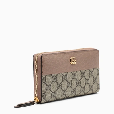 Gucci Rose Gg Marmont Zip Around Wallet In Pink