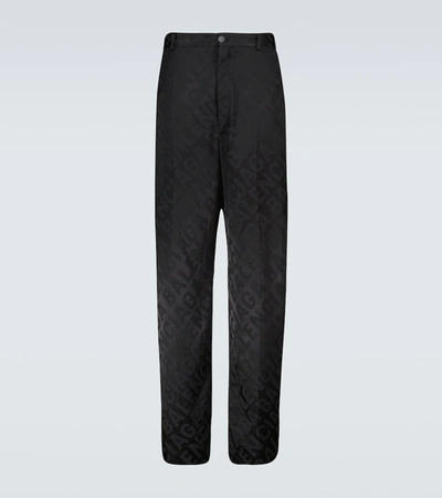 Balenciaga Jacquard Printed Pants In Black