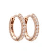 Ileana Makri New Mini Hoops 18kt Rose Gold Earrings With Diamonds In Pink
