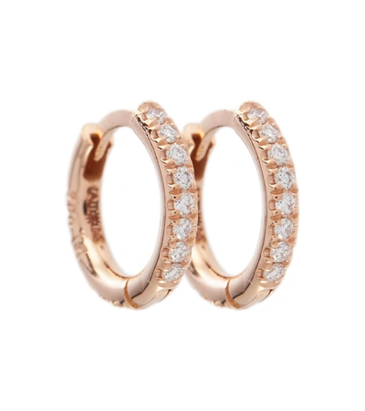 Ileana Makri New Mini Hoops 18kt Rose Gold Earrings With Diamonds In Pink