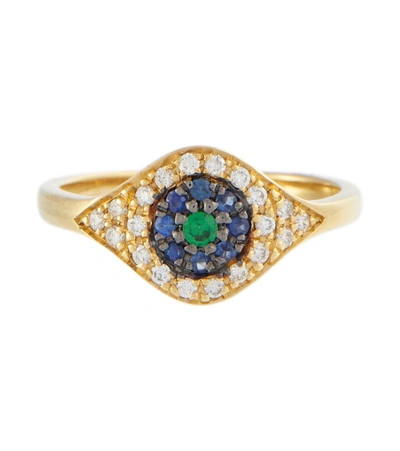Ileana Makri Cats Eye 18kt Gold Ring With Diamonds, Sapphires And Tsavorite