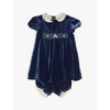 GUCCI OLD MARIN BLUETT/MIX BOW-EMBELLISHED VELVET DRESS AND SHORTS 24 MONTHS,R03764746