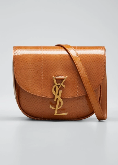 Saint Laurent Kaia Small Snakeskin Ysl Crossbody Bag In 2518 Rum Brown