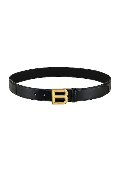 Balenciaga Men's Hourglass Large Leather B-buckle Belt In Black