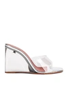 Amina Muaddi Transparent Lupita Glass Wedge Heeled Sandals In Transparent