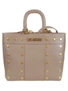 LOVE MOSCHINO STUDDED TOP HANDLE CHAIN TOTE,JCA4222PP1DLM0001 001