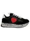LOVE MOSCHINO HEART PATCHED PRINTED SOLE SNEAKERS,JA15314G1DIE400A 00A
