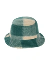 Isabel Marant Haley Embroidered Checked Felt Bucket Hat In Green
