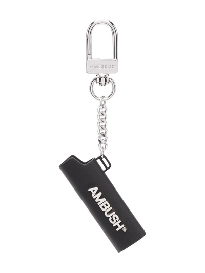 Ambush Logo-lettering Lighter Case Keychain In Black