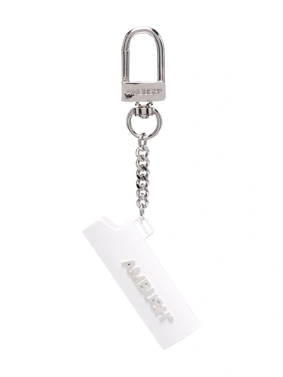 Ambush Logo-lettering Lighter Case Keychain In White