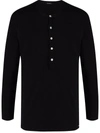 Tom Ford Henley-neck Long-sleeved Jersey T-shirt Clothing In 黑色
