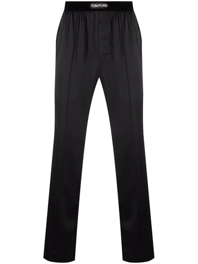 TOM FORD LOGO-WAISTBAND SILK PAJAMA TROUSERS