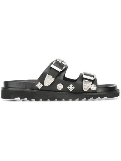 Toga Virilis Metal Charm Sandals In Black