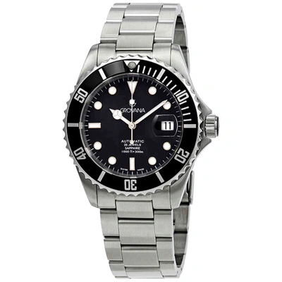 Grovana Diver Automatic Black Dial Mens Watch 1571.2137 In Black,silver Tone