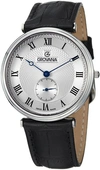 GROVANA TRADITIONAL SILVER DIAL BLACK LEATHER STRAP MENS WATCH 1276.5538