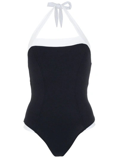 Amir Slama Two-tone Swimsuit In Schwarz