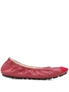 Madison.maison Contrast-toe Wrinkled Ballet Flats In Rot