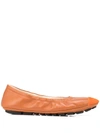 Madison.maison Elasticated Ballerina Shoes In Orange