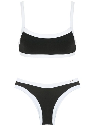 Amir Slama Two-tone Bikini Set In Schwarz