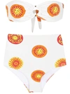 Amir Slama Printed High Rise Bikini Set In Weiss