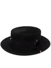 Ruslan Baginskiy Chain Strap Felt Canotier Hat In Schwarz