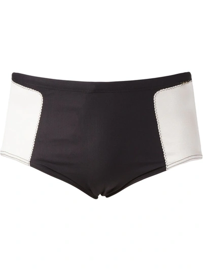 Amir Slama Two-tone Panel Swim Shorts In Black