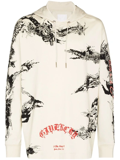 Givenchy Mens Dust Grey Tattoo-print Cotton-jersey Hoody M In Nude