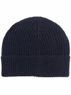 Maison Margiela Ribbed-knit Tonal Beanie In Blue