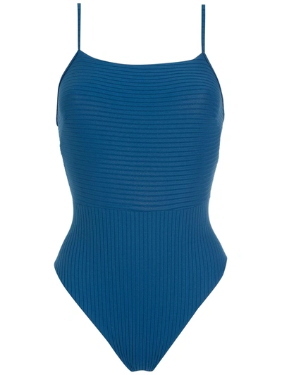 Amir Slama Straight Neck Swimsuit In Blau