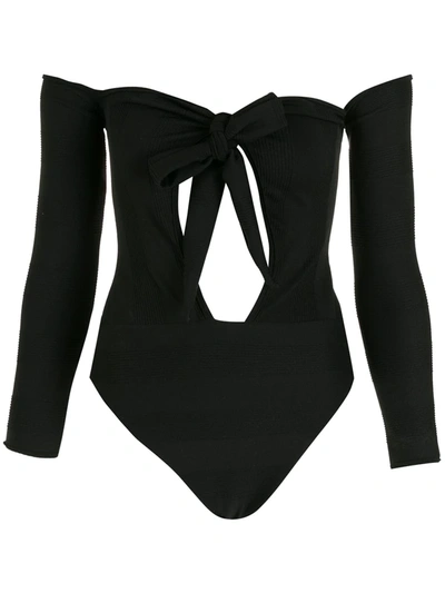 Amir Slama Cut-out Bodysuit In Schwarz