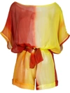Amir Slama Printed Silk Playsuit In Orange