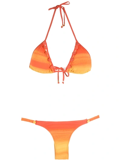 Amir Slama Triangle Ombré Bikini Set In Orange