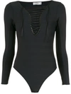 Amir Slama Lace-neck Bodysuit In Schwarz