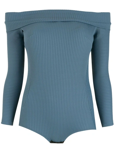 Amir Slama Off-shoulder Bodysuit In Blau