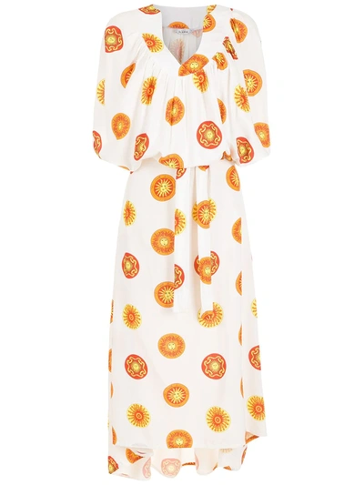 Amir Slama Printed Oversized Dress In Weiss