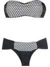 Amir Slama Ruched Print Bikini Set In Schwarz