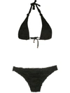 Amir Slama Textured Triangle Bikini Set In Schwarz