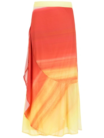 Amir Slama Printed Midi Skirt In Orange