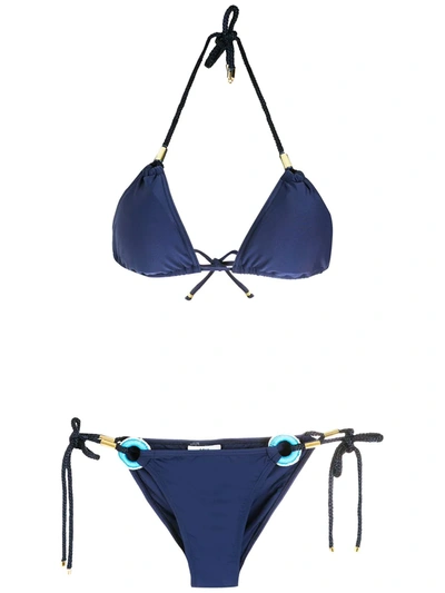 Amir Slama Embellished Bikini Set In Blau