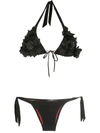 Amir Slama Floral-detail Triangle Bikini Set In Schwarz