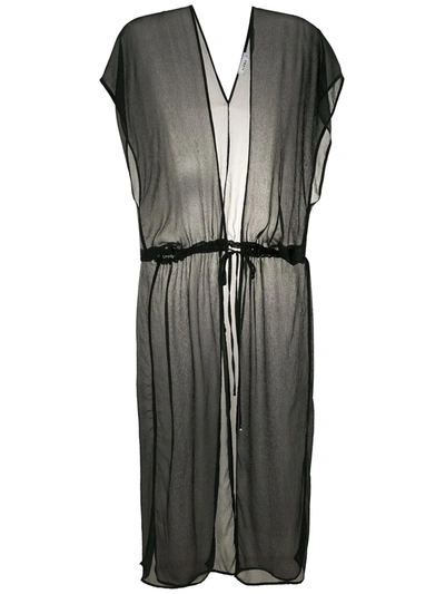 Amir Slama Silk Long Shirt Dress In Schwarz