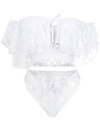 Amir Slama Lace Short Sleeves Bodysuit In Weiss