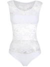 Amir Slama Lace-panelled Bodysuit In Weiss